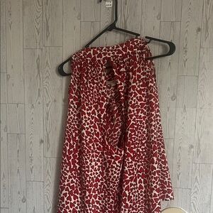 Loft Red and White Heart Print Sleeveless Halter Top